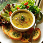 Creamy Instant Pot Broccoli Cheddar Soup garnished with fresh broccoli and cheese.