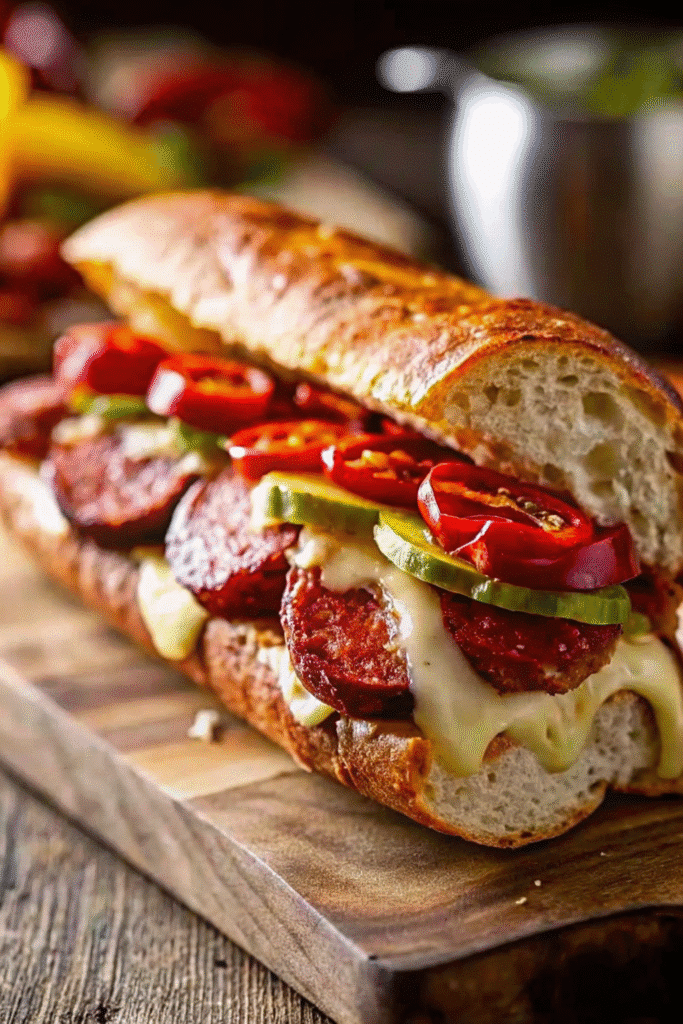 Sheet Pan Sausage and Peppers Recipe 4 Roasted Italian sausages with peppers and onions on a parchment-lined sheet pan
