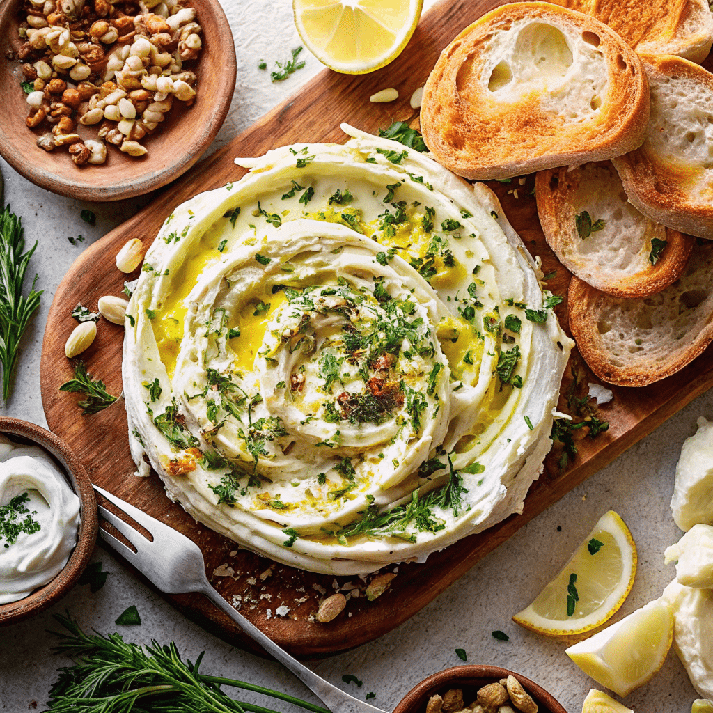 Butter Board Recipe with creamy European-style butter, fresh herbs, citrus zest, and toasted nuts arranged on a wooden board.