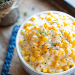 Crock Pot Creamed Corn in a slow cooker, creamy and buttery side dish ready to serve