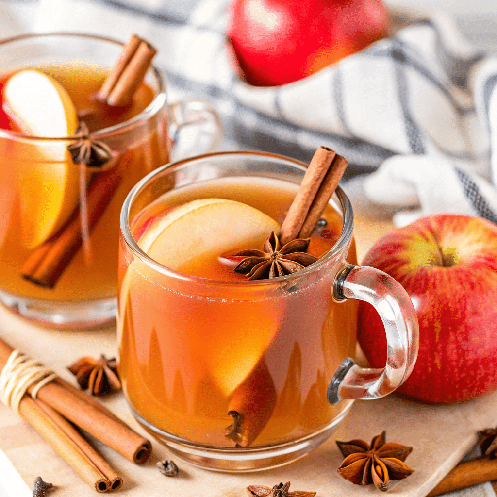 Slow Cooker Spiced Apple Cider in a rustic mug with orange slices and cinnamon sticks