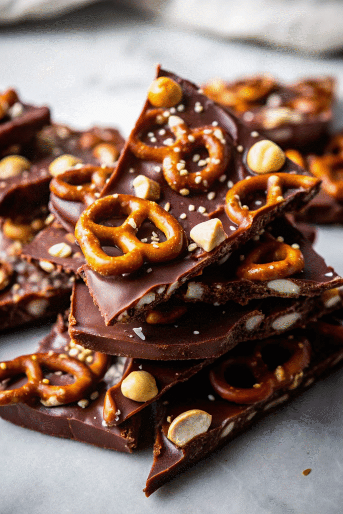 Christmas Crockpot Candy Recipe 4 Ingredients for Christmas Crockpot Candy including pretzel rods, white chocolate, milk chocolate, peanut butter chips, and chopped peanuts.