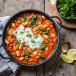 Instant Tomato White Bean Soup served in a bowl with fresh parsley garnish