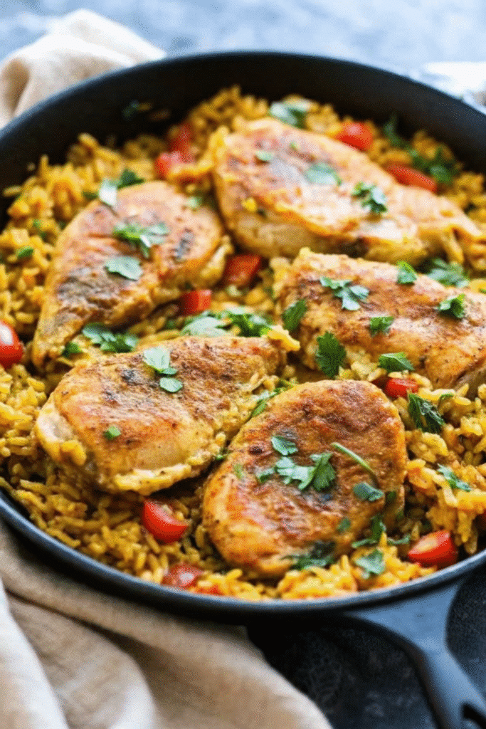 Delicious Low FODMAP Chicken and Rice with tender chicken breasts, fluffy rice, and fresh spinach