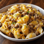 Crockpot Cheesy Ranch Beef Pasta Shells Recipe