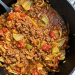 Slow cooker filled with hearty Crock Pot Unstuffed Cabbage Rolls with tender cabbage and savory tomato sauce.