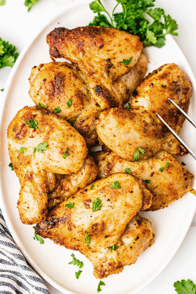Juicy boneless chicken thighs seasoned with brown sugar and spices, cooked in the air fryer for a crispy finish.